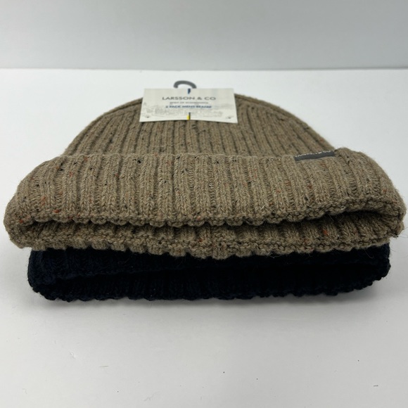 LARSSON & CO SPIRIT OF SCANDINAVIA, WARM BEANIE SET,BEIGE & NAVY BLUE, ONE SIZE - Picture 3 of 16